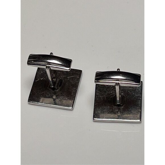 Vintage Engraved Sterling Silver Cuff Links & Tie Bar Hallmarked - Picture 5 of 12